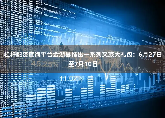 杠杆配资查询平台金湖县推出一系列文旅大礼包：6月27日至7月10日