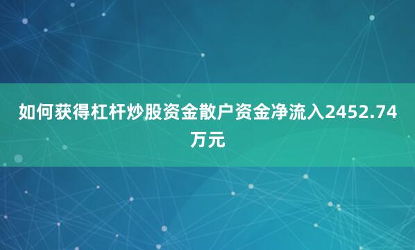 如何获得杠杆炒股资金散户资金净流入2452.74万元
